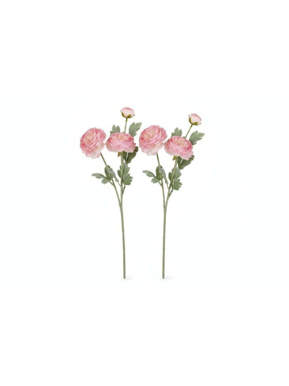 Blush Pink Artificial Ranunculus Peony Style Stems, Set of 2, 20 Inch Silk Flowe